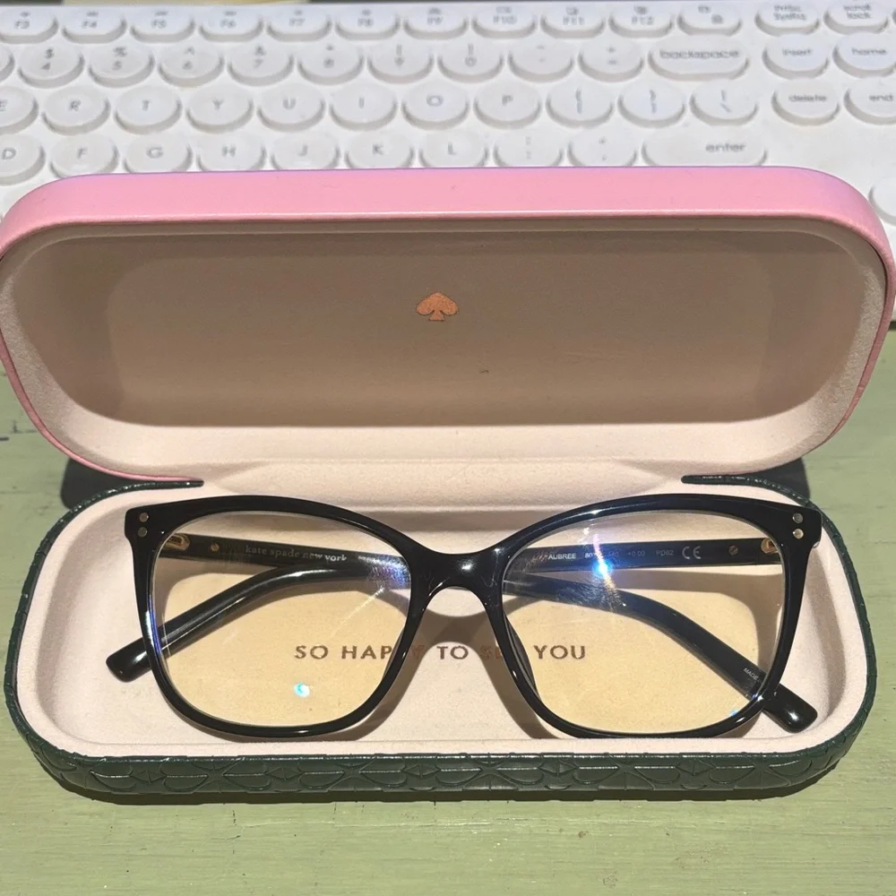 Kate Spade ♠️ Aubree 53mm Blue Light blocking reading eye glasses in black frame